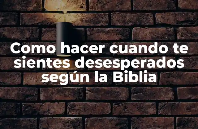 Como Hacer Cuando Te Sientes Desesperados según la Biblia