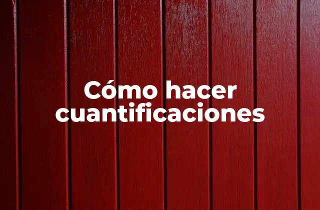 Cómo Hacer Cuantificaciones