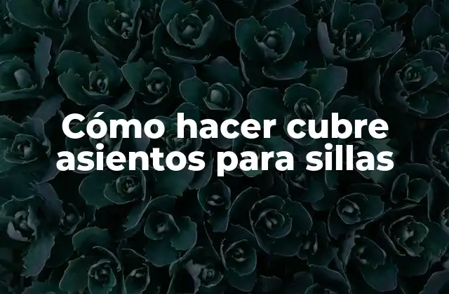 Cómo Hacer Cubre Asientos para Sillas