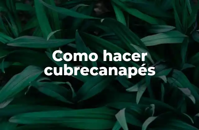 Como Hacer Cubrecanapés