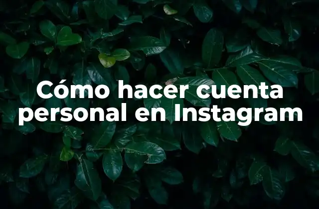 Cómo Hacer Cuenta Personal en Instagram