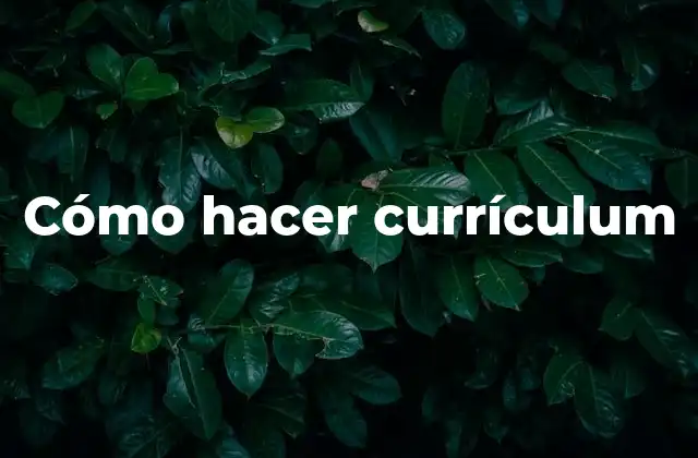 Cómo Hacer Currículum