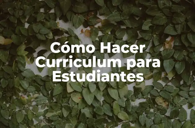 Cómo Hacer Curriculum para Estudiantes