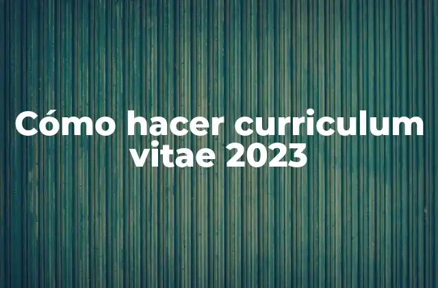 Cómo Hacer Curriculum Vitae 2023