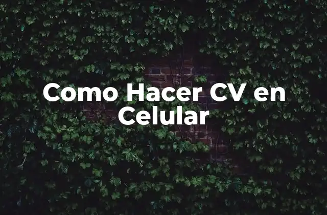 Como Hacer Cv en Celular