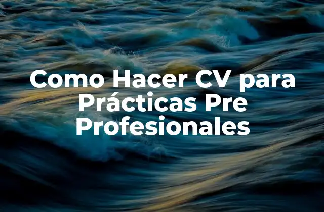 Como Hacer Cv para Prácticas Pre Profesionales