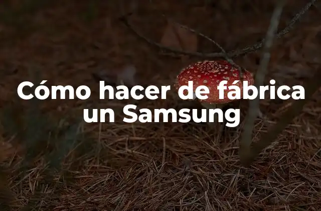 Cómo Hacer de Fábrica un Samsung