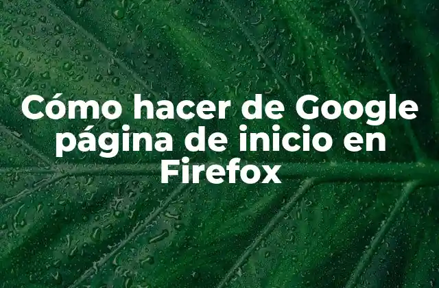 Cómo Hacer de Google Página de Inicio en Firefox