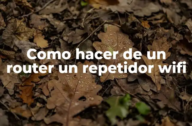 Como Hacer de un Router un Repetidor Wifi