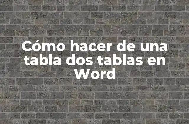 Cómo hacer de una tabla dos tablas en Word
