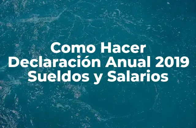 Como Hacer Declaración Anual 2019 Sueldos y Salarios