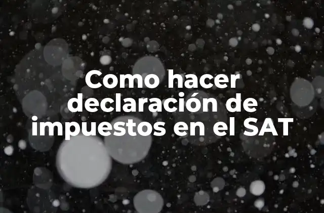 Como Hacer Declaración de Impuestos en el Sat