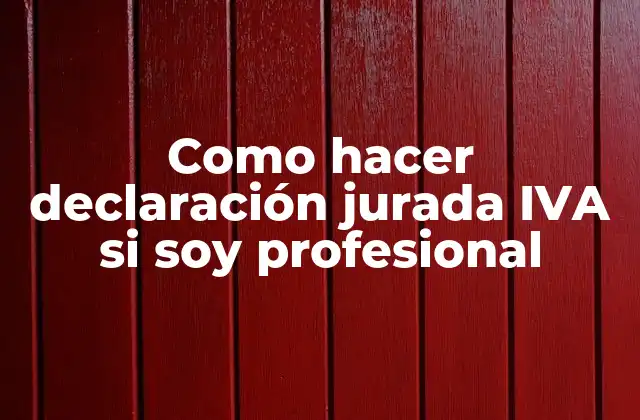 Como Hacer Declaración Jurada Iva Si Soy Profesional