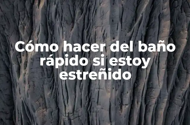 Cómo Hacer Del Baño Rápido Si Estoy Estreñido