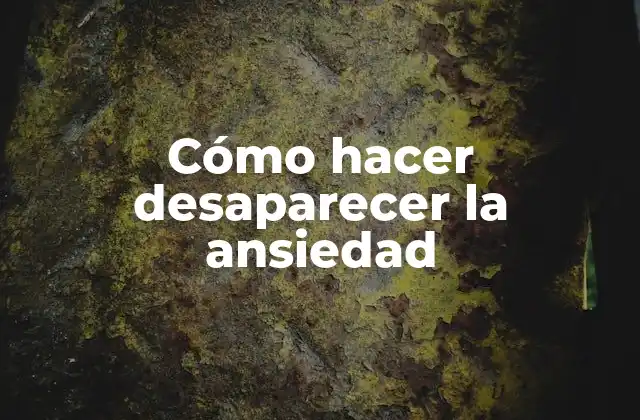 Cómo Hacer Desaparecer la Ansiedad