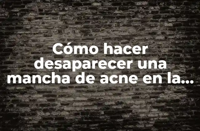 Cómo Hacer Desaparecer una Mancha de Acne en la Cara