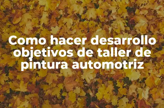 Como Hacer Desarrollo Objetivos de Taller de Pintura Automotriz