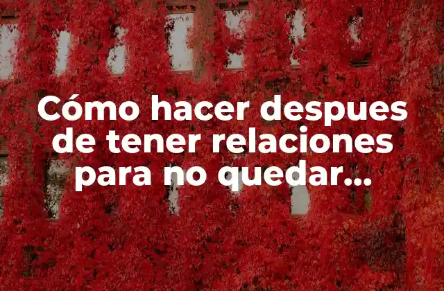 Cómo Hacer Despues de Tener Relaciones para No Quedar Embarazada