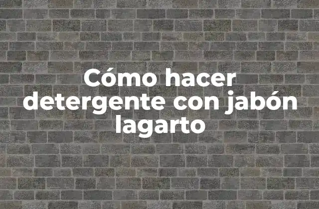 Cómo Hacer Detergente con Jabón Lagarto