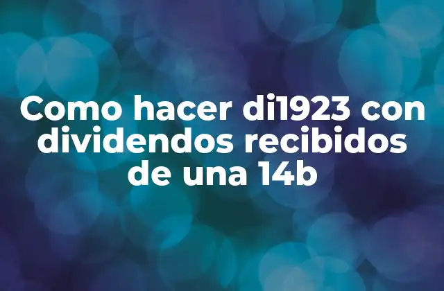 Como Hacer Di1923 con Dividendos Recibidos de una 14b