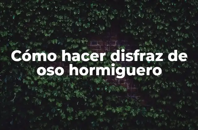 Cómo Hacer Disfraz de Oso Hormiguero