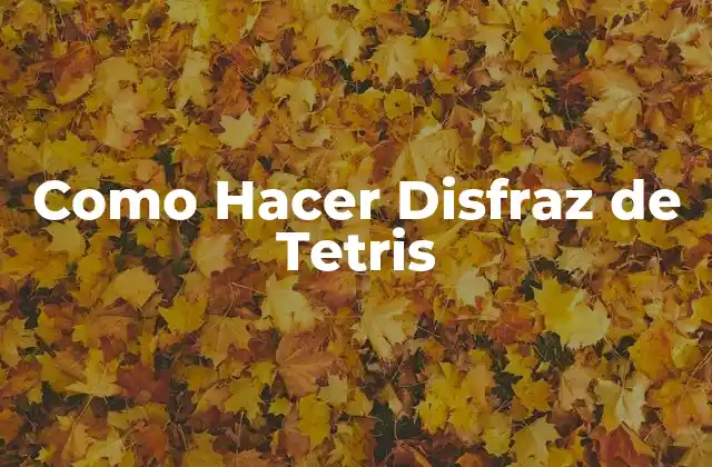 Como Hacer Disfraz de Tetris