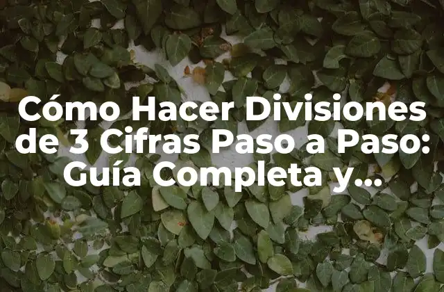 Cómo Hacer Divisiones de 3 Cifras Paso a Paso: Guía Completa y Detallada