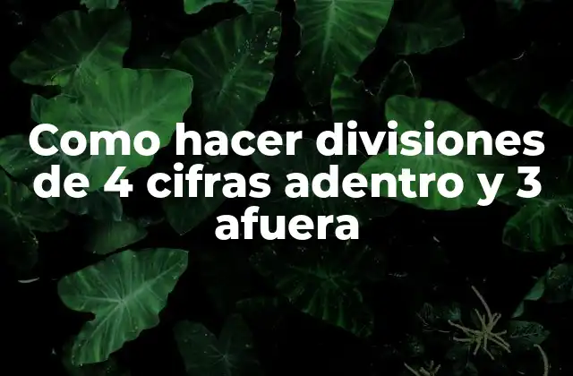 Como Hacer Divisiones de 4 Cifras Adentro y 3 Afuera