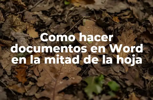 Como Hacer Documentos en Word en la Mitad de la Hoja