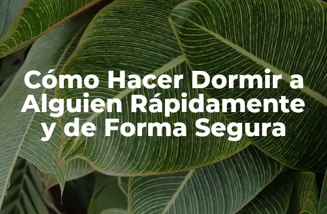 Cómo Hacer Dormir a Alguien Rápidamente y de Forma Segura