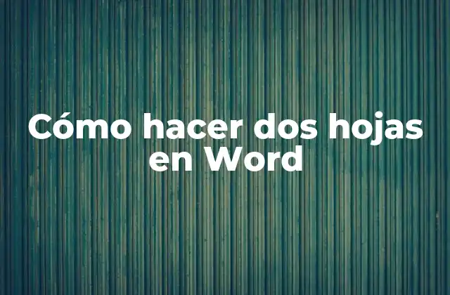 Cómo Hacer Dos Hojas en Word