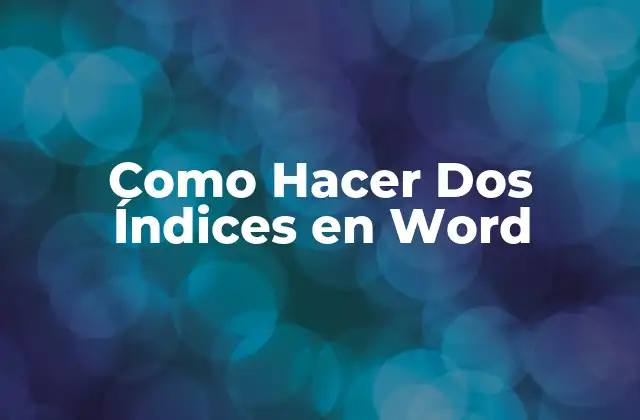 Como Hacer Dos Índices en Word