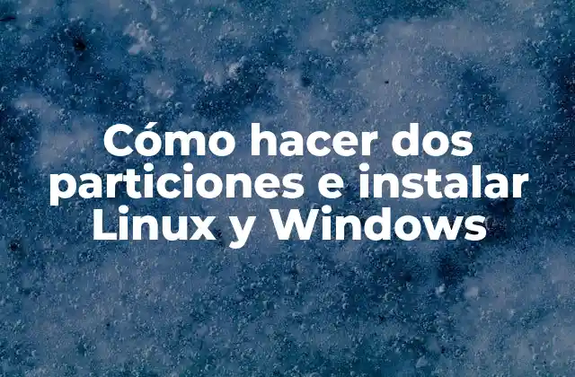 Cómo Hacer Dos Particiones e Instalar Linux y Windows
