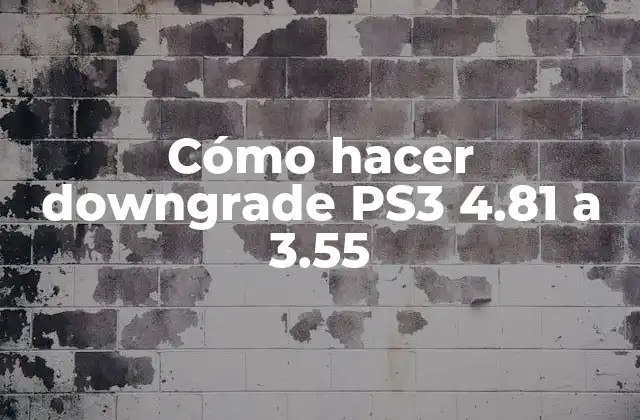Cómo Hacer Downgrade Ps3 4.81 a 3.55