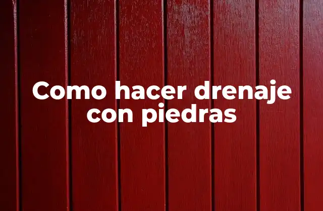 Como Hacer Drenaje con Piedras