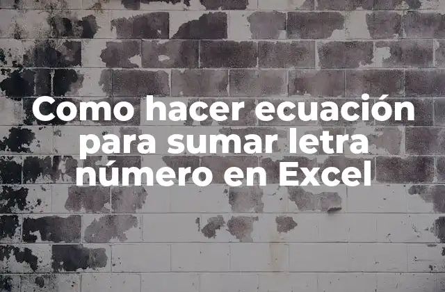 Como Hacer Ecuación para Sumar Letra Número en Excel