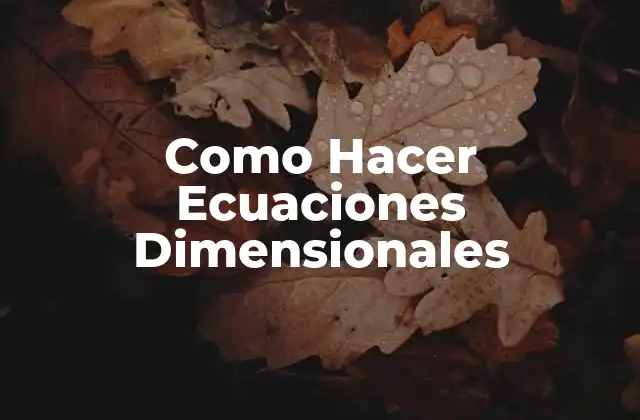 Como Hacer Ecuaciones Dimensionales