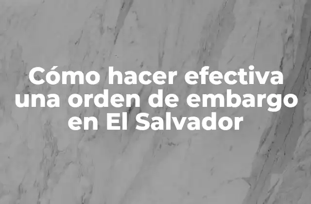 Cómo Hacer Efectiva una Orden de Embargo en el Salvador