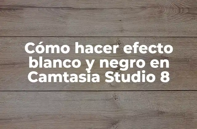 Cómo Hacer Efecto Blanco y Negro en Camtasia Studio 8