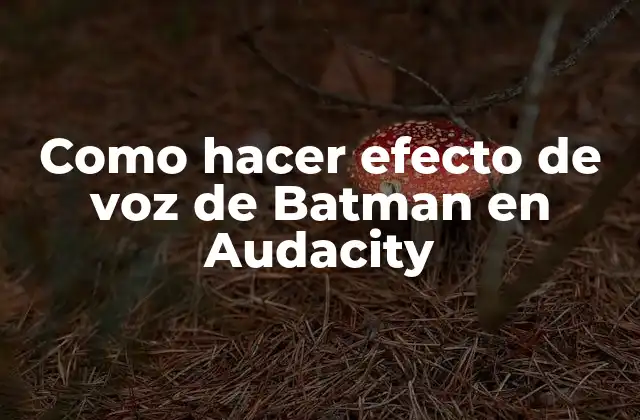 Como Hacer Efecto de Voz de Batman en Audacity