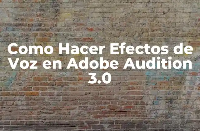Como Hacer Efectos de Voz en Adobe Audition 3.0 2 ¿Qué son los Efectos de Voz en Adobe Audition 3.0?
