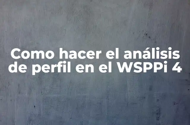 Como Hacer el Análisis de Perfil en el Wsppi 4
