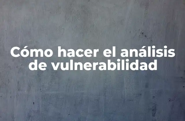 Cómo Hacer el Análisis de Vulnerabilidad