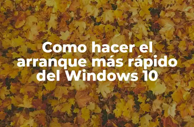 Como Hacer el Arranque Más Rápido Del Windows 10