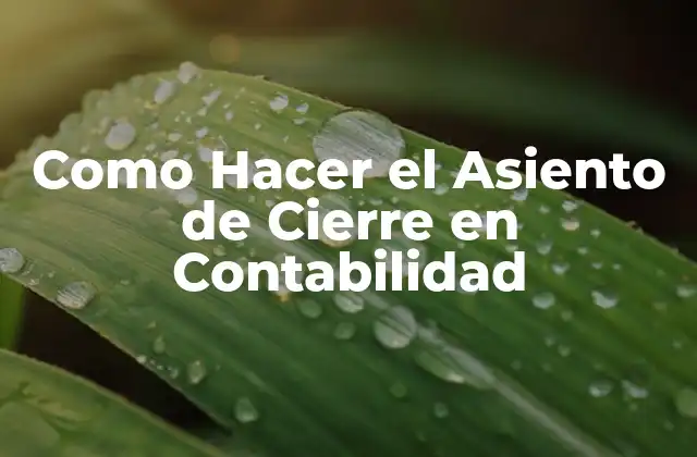 Como Hacer el Asiento de Cierre en Contabilidad