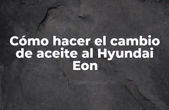 Cómo Hacer el Cambio de Aceite Al Hyundai Eon