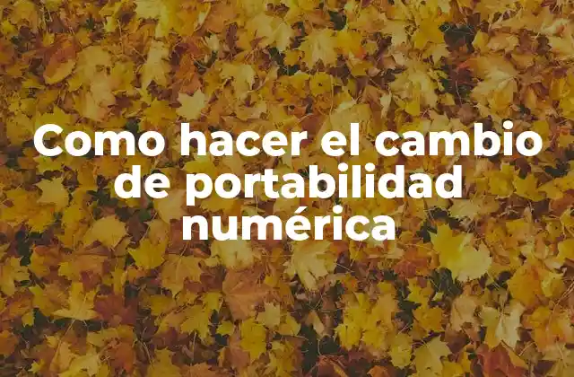 Como Hacer el Cambio de Portabilidad Numérica
