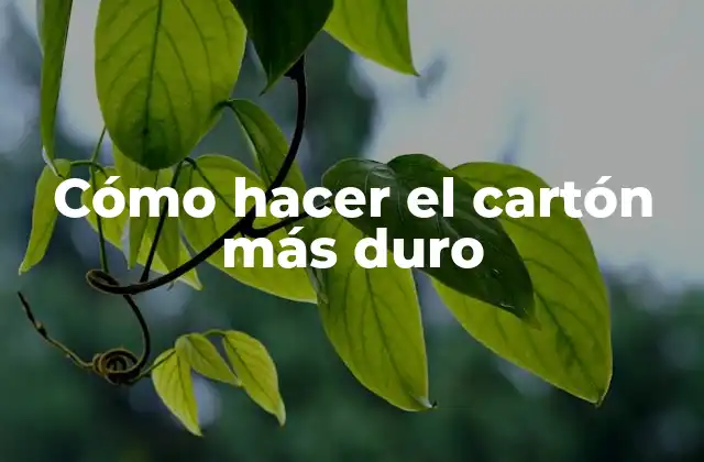 Cómo Hacer el Cartón Más Duro