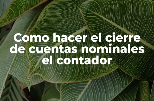 Como Hacer el Cierre de Cuentas Nominales el Contador