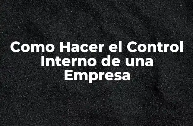 Como Hacer el Control Interno de una Empresa